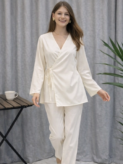 Bog‘ichli kimono ayollar uchun , Yengil kimono  S M L  Polyester