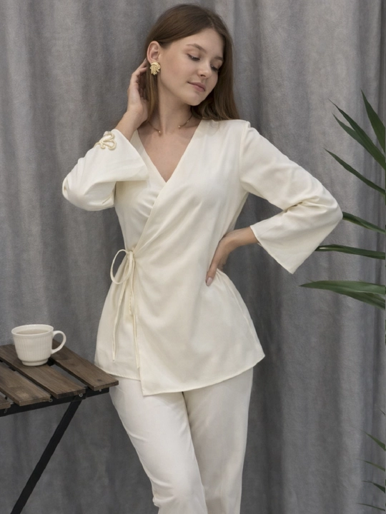 Bog‘ichli kimono ayollar uchun , Yengil kimono  S M L  Polyester