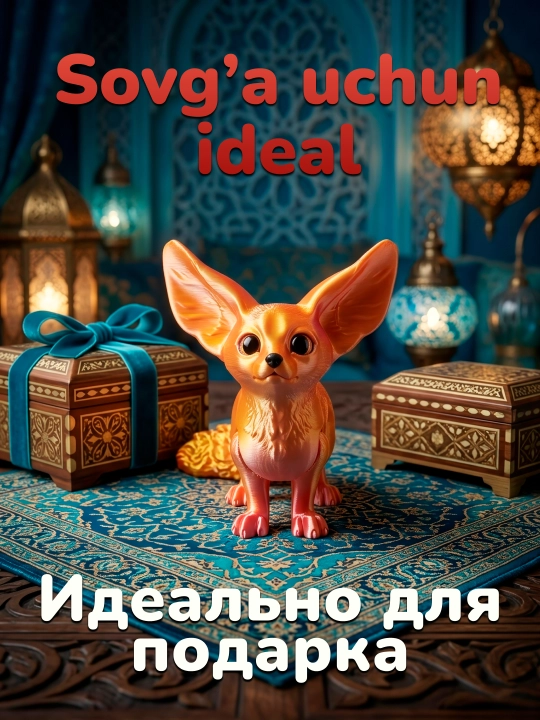 3D printerda chop etilgan stressga qarshi harakatlanuvchi o‘yinchoq, tulki fenek