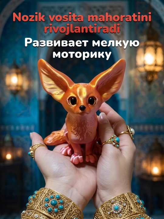 3D printerda chop etilgan stressga qarshi harakatlanuvchi o‘yinchoq, tulki fenek