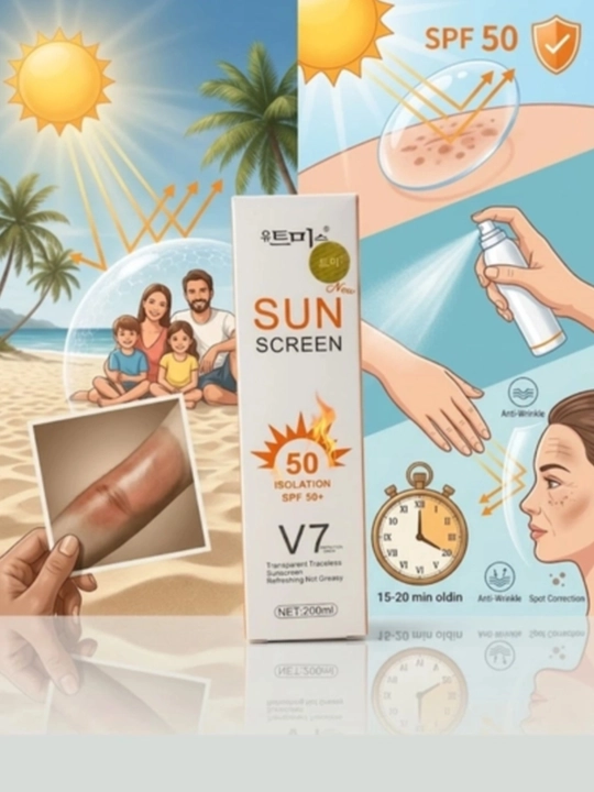 Quyoshdan himoya qiluvchi sprey kremi, 50 SPF, Sun screen V7, 200 ml - 