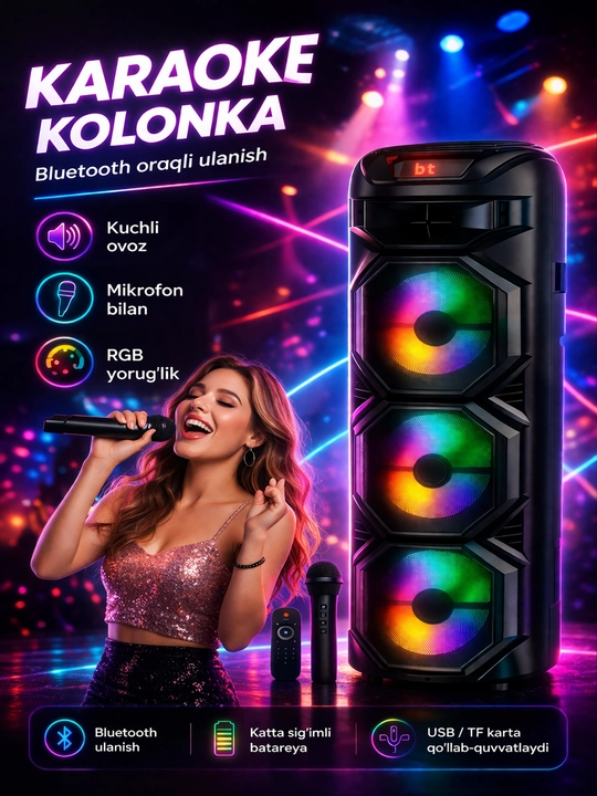 Bluetooth ZQS 8301- 8308-katta musiqa karnayi, simsiz mikrofon