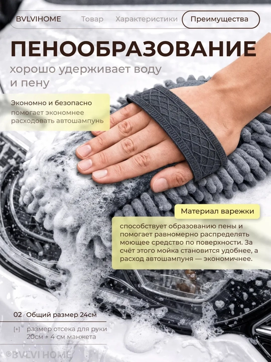Мягкая губка для мытья автомобиля, микрофибра + губка, 4 цвета
