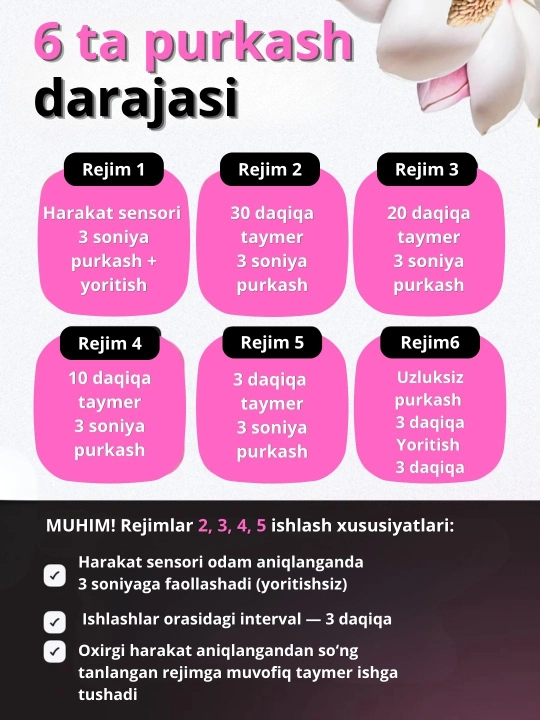 Uy uchun avtomatik havo tozalagich, uy uchun xushbo‘ylantirgich, harakat sensori bilan