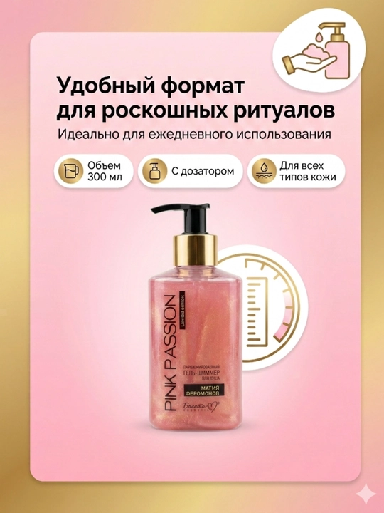 Гель-шиммер для душа Pink Passion магия феромонов, парфюмированный, 300 г, Белика-М