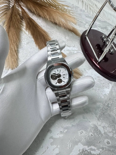 Мужские наручные часы Patek Philippe — классический дизайн, механический механизм — BRANDLU-PATEKGENEVMEXTEM-БЕЛЫЙ