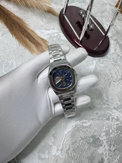 Мужские наручные часы Patek Philippe — классический дизайн, механический механизм — BRANDLU-PATEKGENEVMEXTEM-ТЕМНСИН