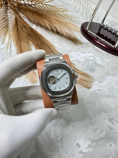 Мужские наручные часы Patek Philippe — классический дизайн, механический механизм — BRANDLU-PATEKGENEVMEXTEM-ЛЕДЯН