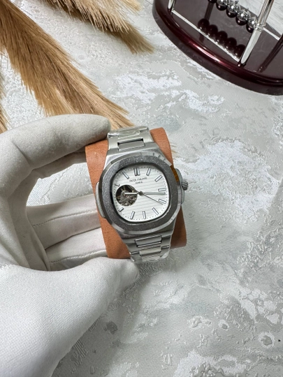 Мужские наручные часы Patek Philippe — классический дизайн, механический механизм — BRANDLU-PATEKGENEVMEXTEM-МОЛОЧ