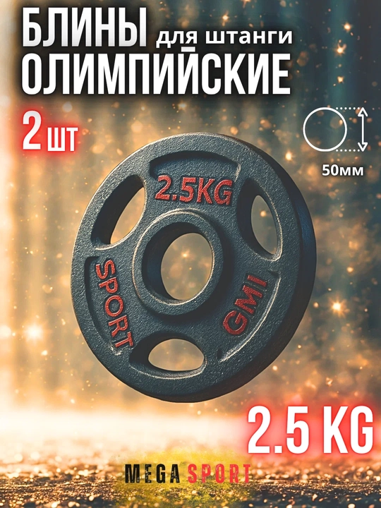 Штанги 2,5 - 5 - 7,5 - 10 кг, 2 штуки, отверстия 2,5 и 50 мм, олимпийского типа