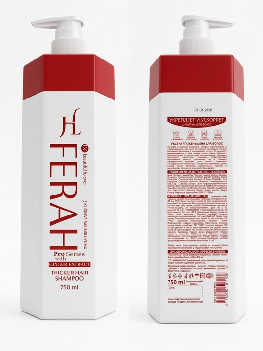 Professional soch shampuni 750 ml: zanjabil, aloe, jenshen