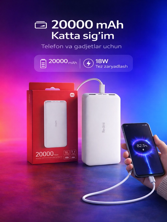 Быстрое зарядное устройство Powerbank 20 000 мАч, 10 000 мАч - 