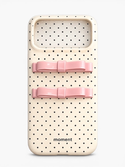 Чехол для iPhone 17 про макс с бантиками и ремешками, силиконовый чехол в горошек - 