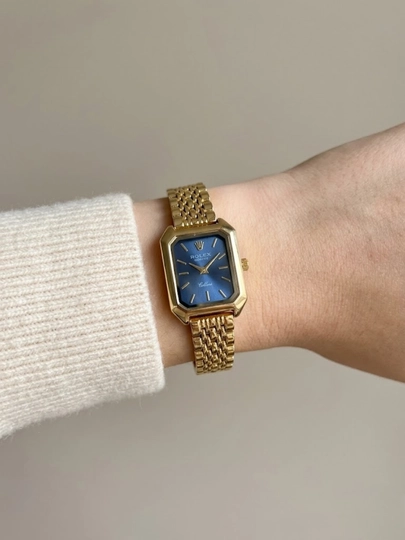 Женские кварцевые часы Rolex, классические, металлический браслет, в подарочной коробке — WTCLINE-AROLEX-СИНИЙ