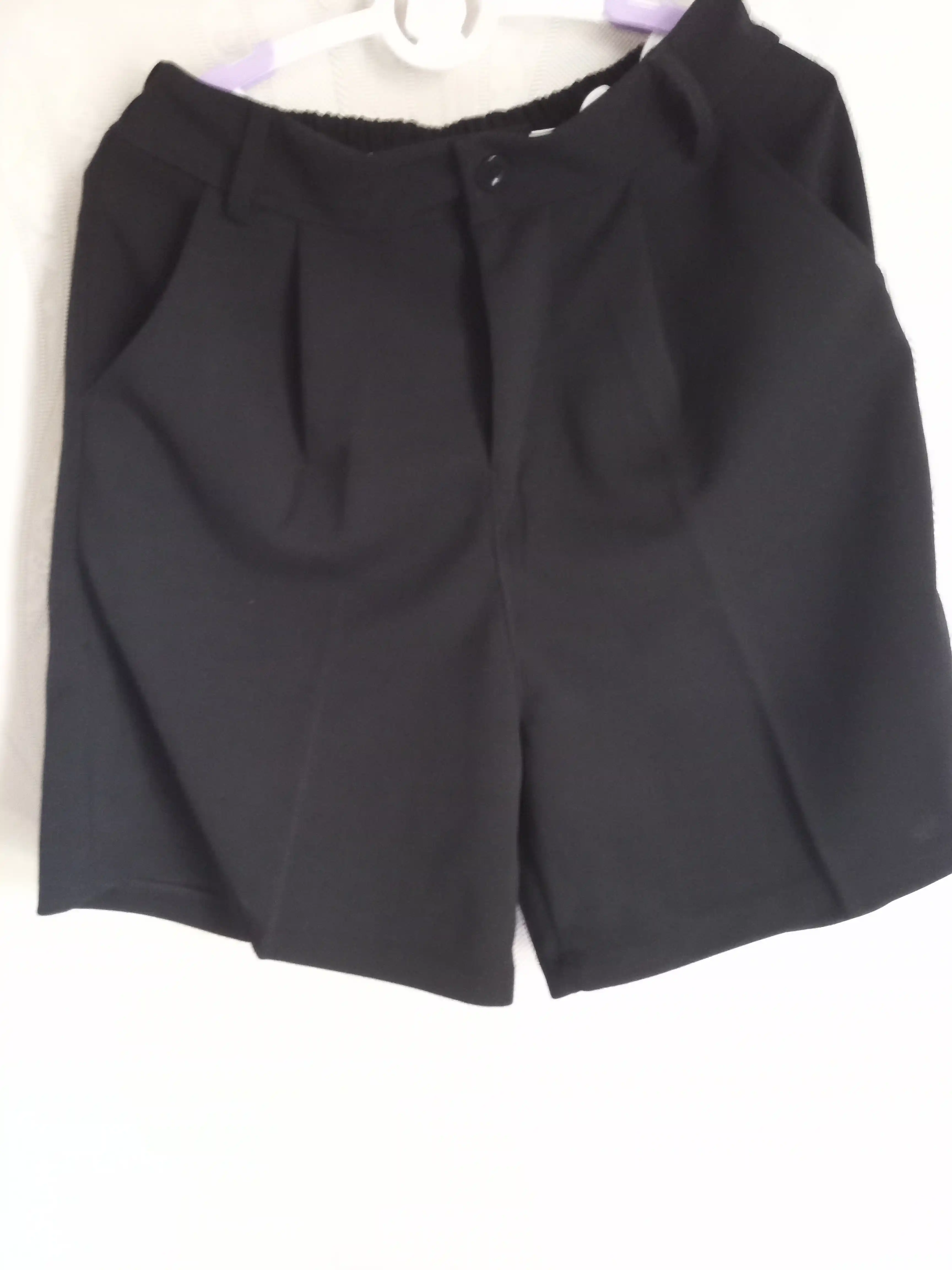 Ayollar uchun bermuda shortiklar, baland bel, erkin fason, yozgi