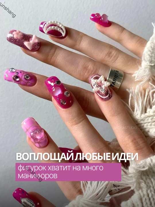 Аксессуары для ногтей, объемные 3D бантики, фигуры для дизайна ногтей