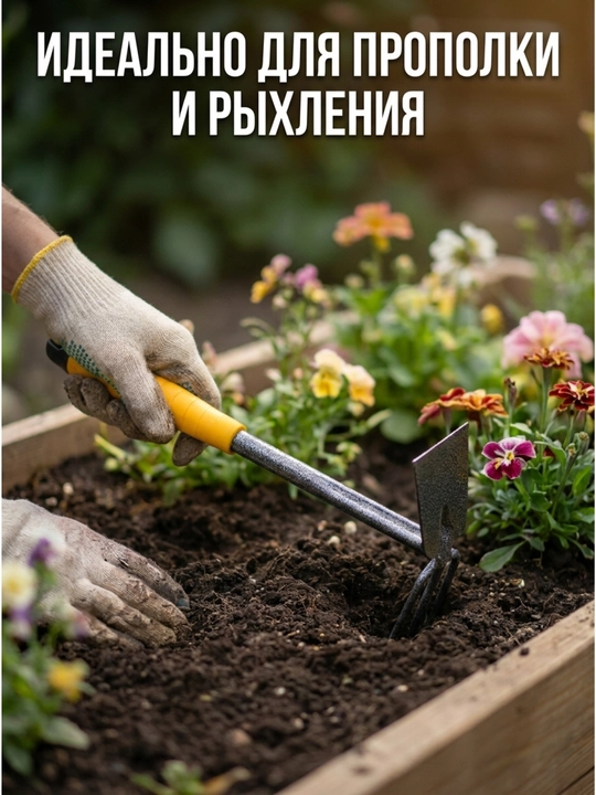 Универсальная садовая мотыжка-культиватор, для рыхления почвы и прополки сорняков в саду