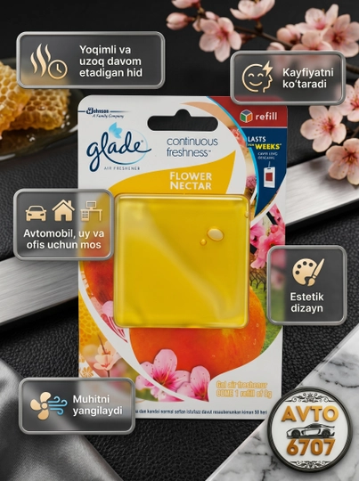 Освежитель воздуха Glade ароматизатор, приятный аромат для дома и авто — AVT6707-GLADE-ЖЕЛТ