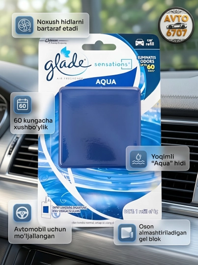 Освежитель воздуха Glade ароматизатор, приятный аромат для дома и авто — AVT6707-GLADE-СИНИЙ