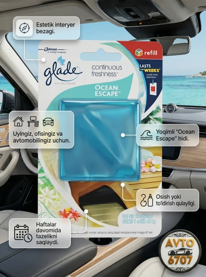 Освежитель воздуха Glade ароматизатор, приятный аромат для дома и авто — AVT6707-GLADE-ЛАЗУР