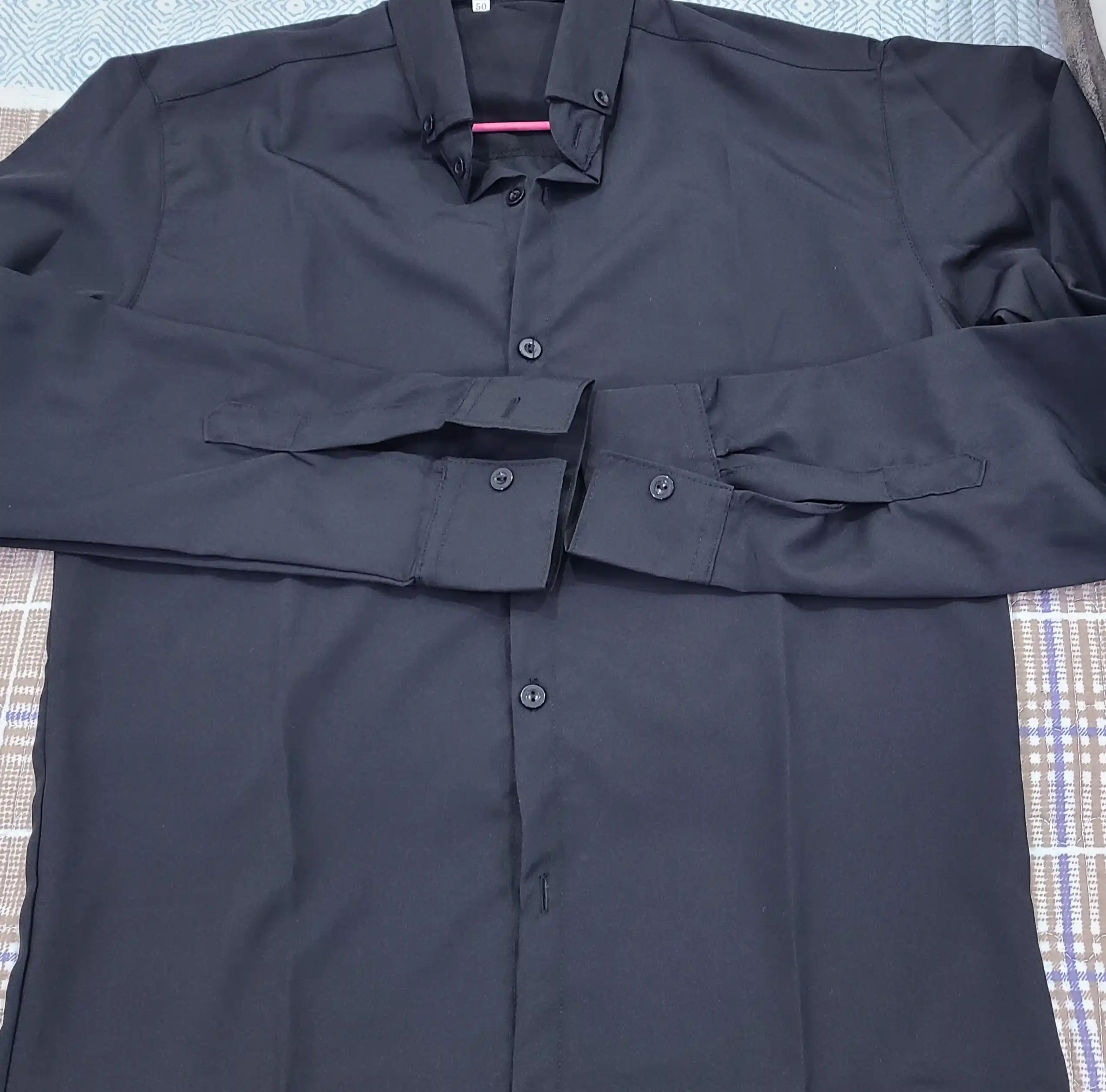 Erkaklar ko‘ylagi, klassik, belga yopishgan, yo‘l-yo‘l, bir xil rangli Slim Fit