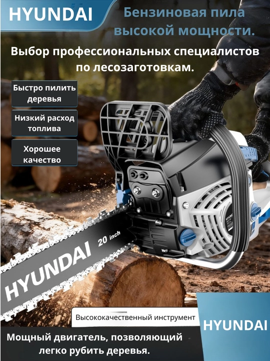 Бензопила 12/20-дюймовая HYUNDAI