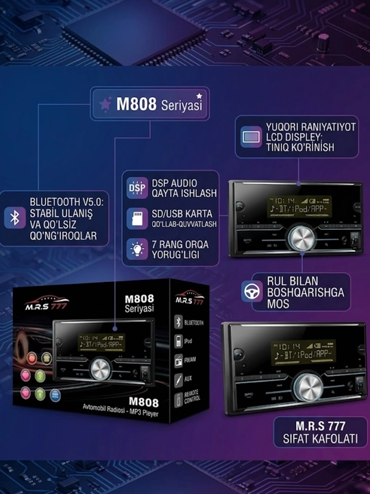 M.R.S 777 M808 – avtomobil radio-MP3 pleyeri