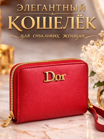 Элегантный женский кошелёк, компактный, мини, на молнии, красный, для женщин — SARANUR-HAMYON-КРАСН