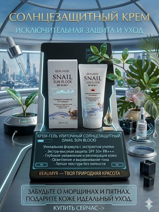 Quyoshdan himoyalovchi shilimshiq krem-gel (SNAIL SUN BLOCK)