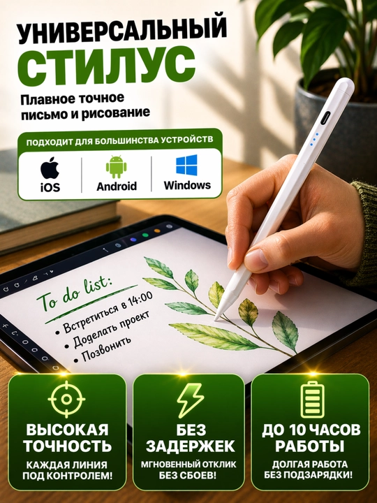 Универсальный сенсорный стилус, для планшетов и телефонов, для iOS и Android - 