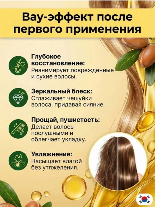 Shikastlangan sochlar uchun  balzam,konditsioner argan yog'i qo'shilgan, Koreya maxsulot