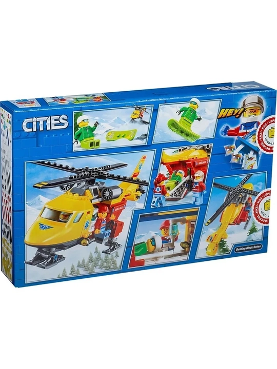 Развивающий конструктор Сити Cities "Вертолет скорой помощи", совместим с LEGO CITY