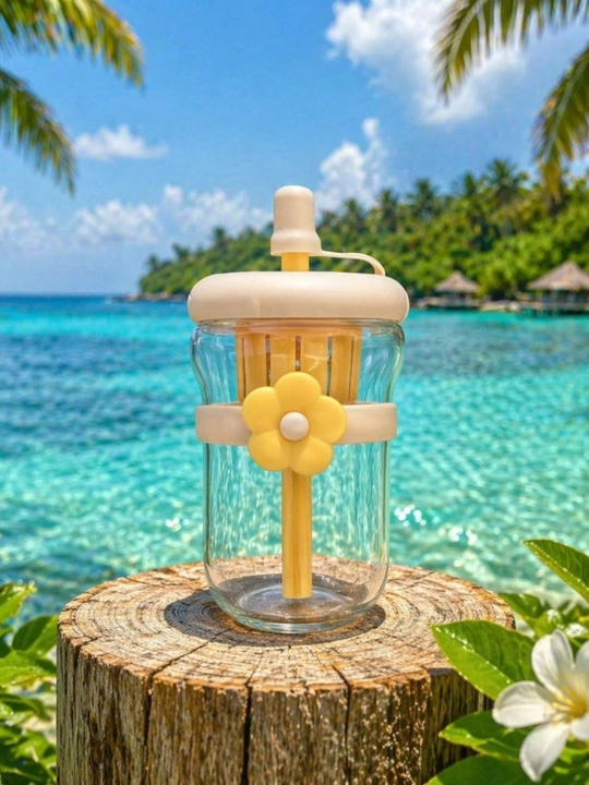Ichimliklar uchun naychali shisha stakan, 450 ml - 