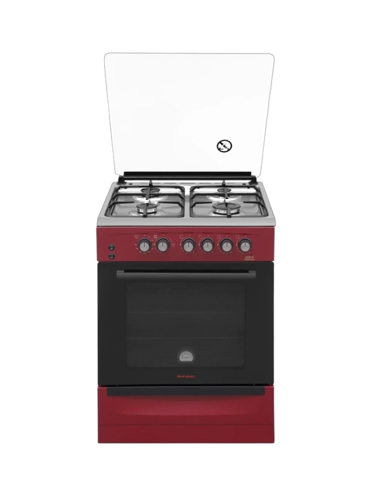 Shivaki 6402 ГП bardoviy mat gaz plita, 4 konforka, 65L pech, elektropodjig, grill