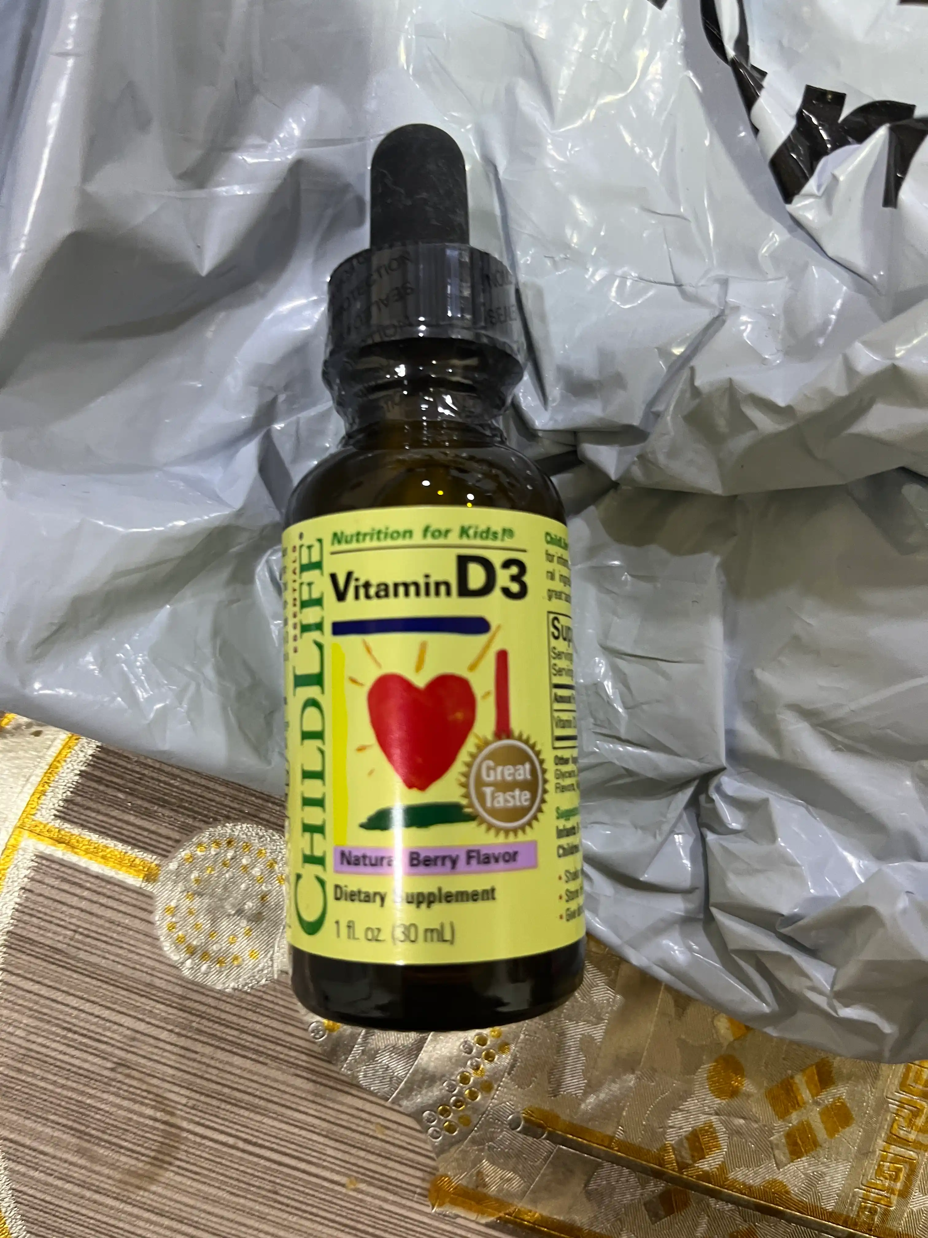 Vitamin D3 meva tami bilan Childlife Essentials 500 ME, 29,6 ml