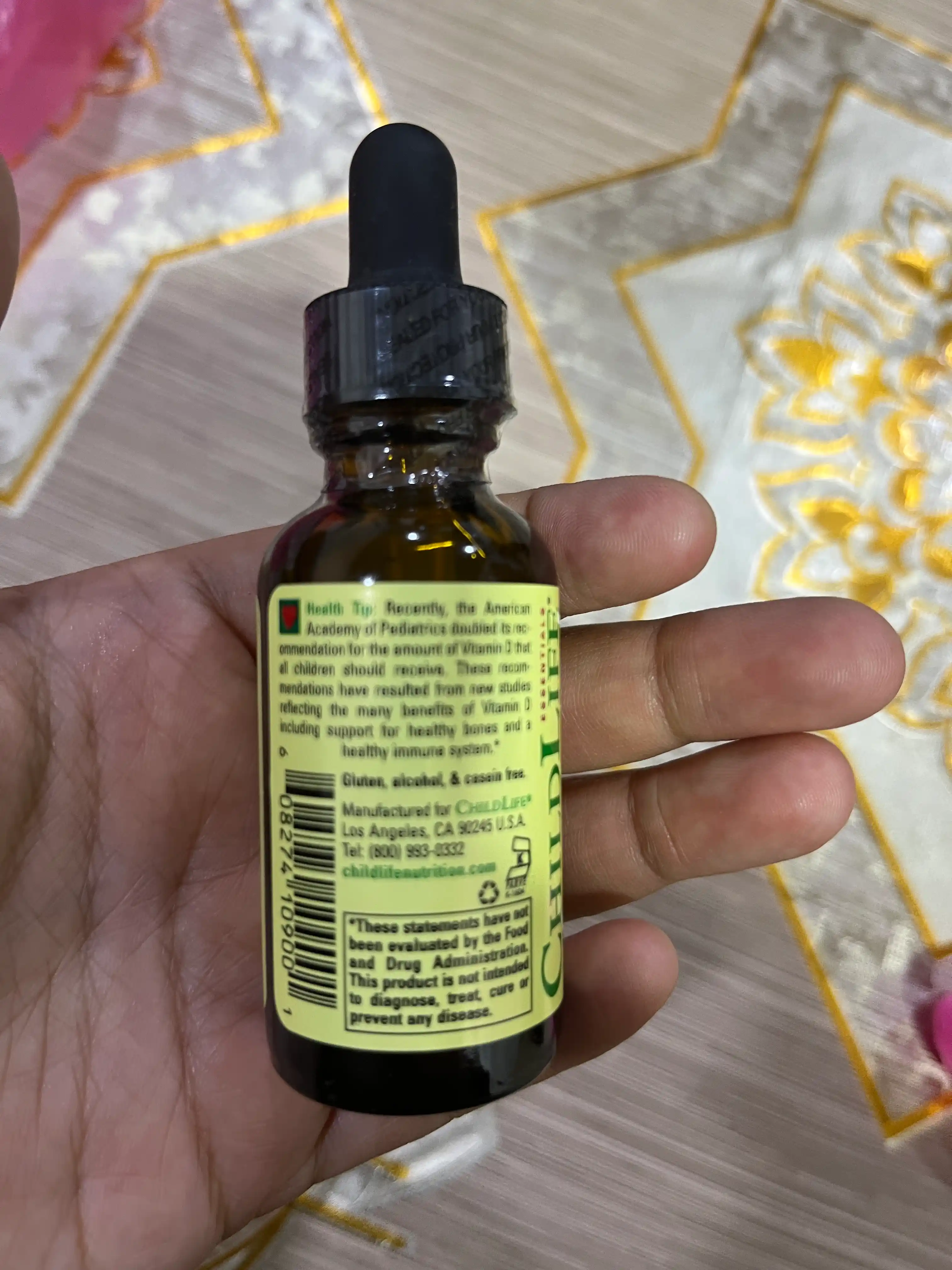 Vitamin D3 meva tami bilan Childlife Essentials 500 ME, 29,6 ml