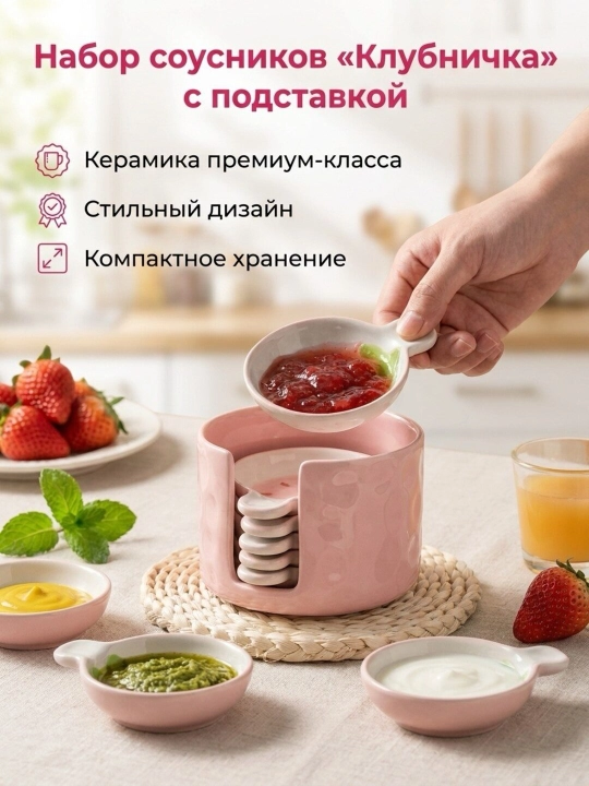 Соусница керамическая, клубничка - 