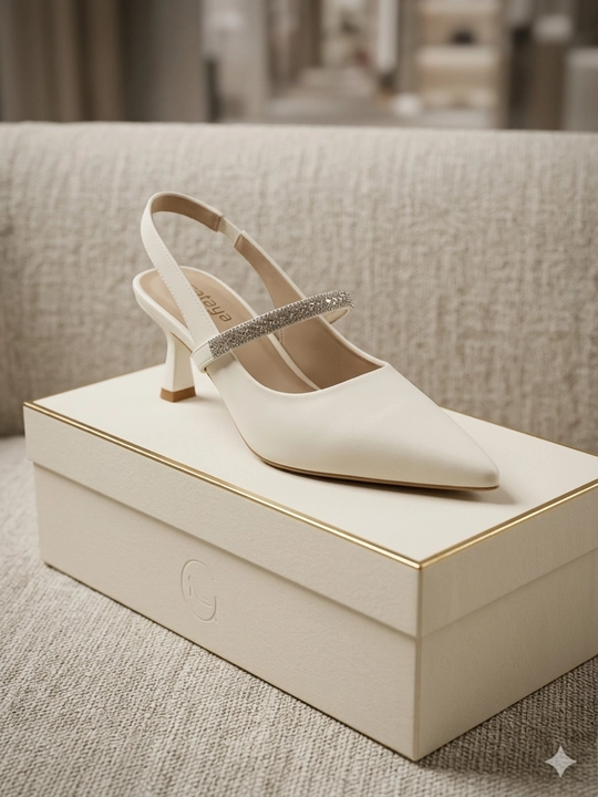 Женские туфли slingback на каблуке, с острым носом и декоративным ремешком