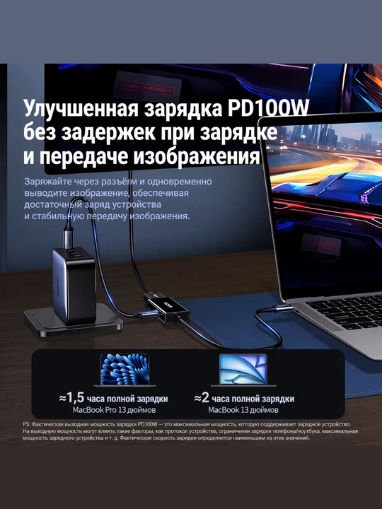 UGREEN Type C to DisplayPort PD100W Kabel 0.5m 8К60Hz CM839 65202