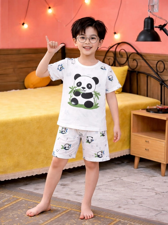 O‘g‘il va qiz bolalar uchun pijama to‘plami, kalta shimli
