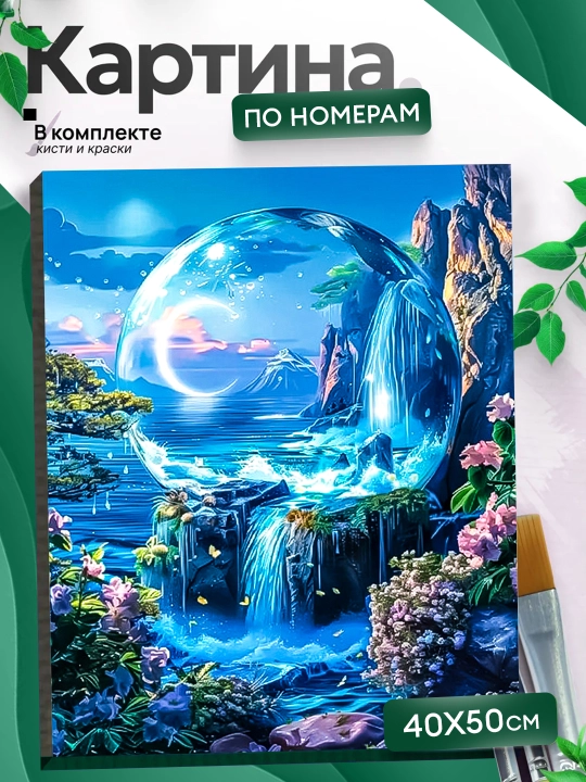Raqamlar bo'yicha rasm Tabiyat, Anime, Gullar, asosli ramkaga tortilgan, 40 x 50 sm - 