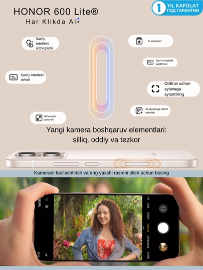 Honor 600 Lite Yaxlit metall konstruktsiya 7.34mm, 180g,Oson, Ravon Va Tez
