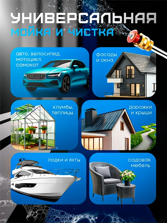 Автомойка, 2 аккумулятора и пенообразователем для дачи беспроводная