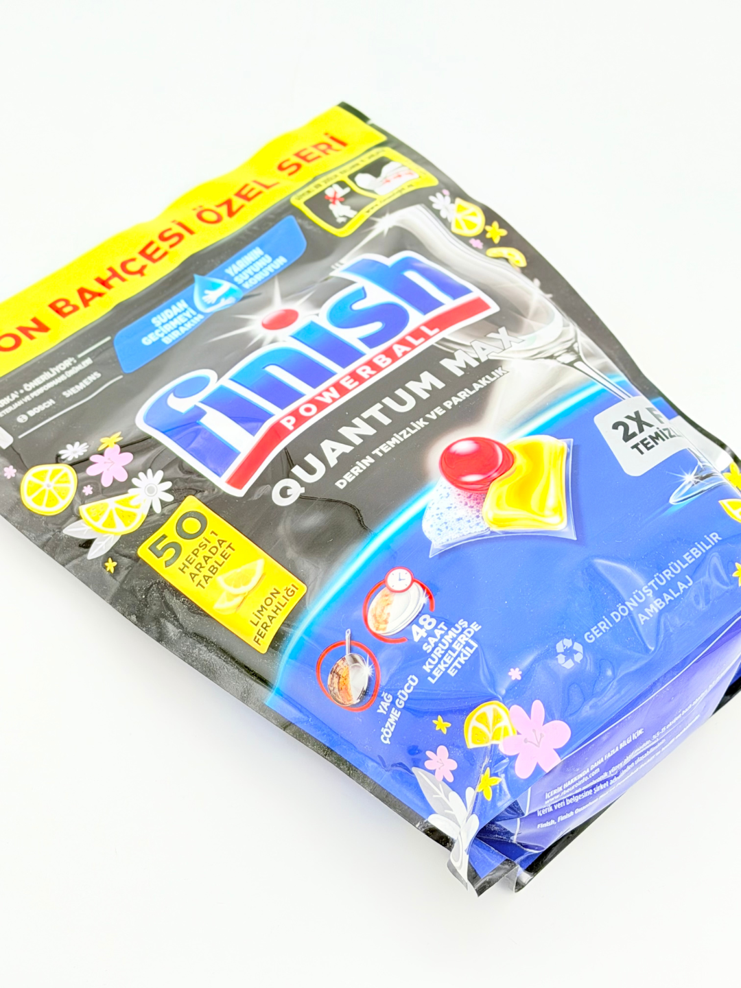 Мощные капсулы для посудомоечных машин Finish Powerball Quantum Max Lemon, 50 штук