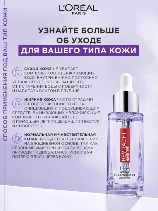 LOREAL Revitalift Сыворотка Гиалуроновая кислота 1,5%, 30 мл