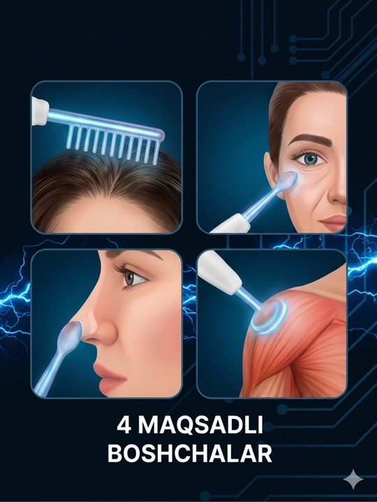Darsonval 4 qo'shimchali– aknega qarshi, yuz tozalash va soch o‘sishi uchun apparat