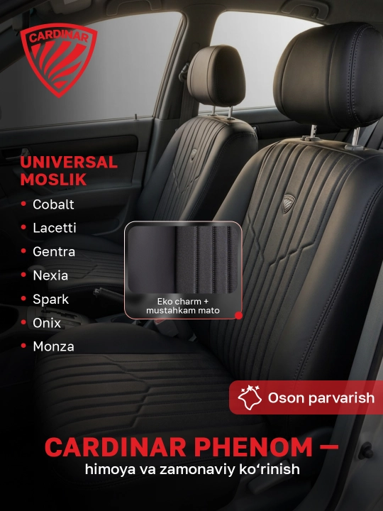 Автомобильные чехлы для сидений CARDINAR PHENOM, cobalt, nexia, gentra, onix, tracker, byd