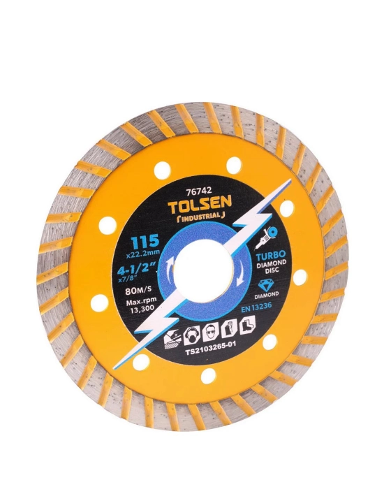 Industrial Turbo Diamond Disc, 115x22.2 mm, TOLSEN