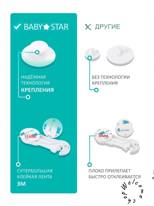 Блокиратор от детей для дверей и ящиков в наборе 4 штуки