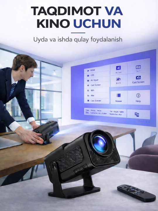 Мини проектор с WiFi Android TV – для фильмов, игр и обучения